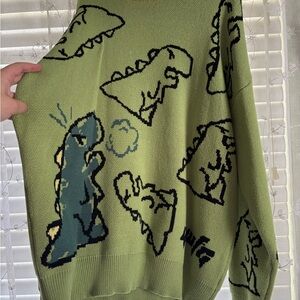 Green Dinosaur Graphic Sweater